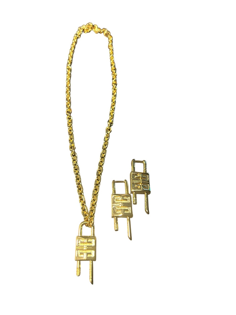 Givenchy Gold Padlock Link Necklace & earrings set!!-Fashion jewelry